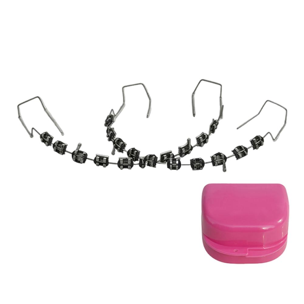 2 шт. Модные стоматологические накладные брекеты Металлические дуги Брекет Временное украшение зубов Ортодонтические лигатурные резинки для ежедневной защиты зубов