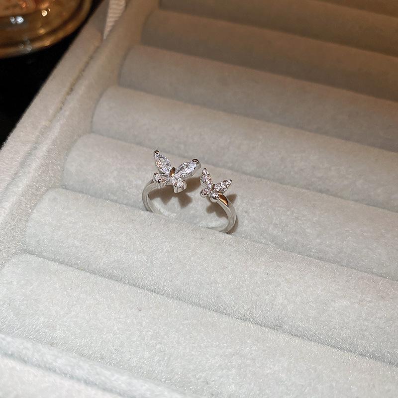 Открытое кольцо-бантик из гальванизированного золота с цирконием - корейский дизайн, роскошные ювелирные изделия