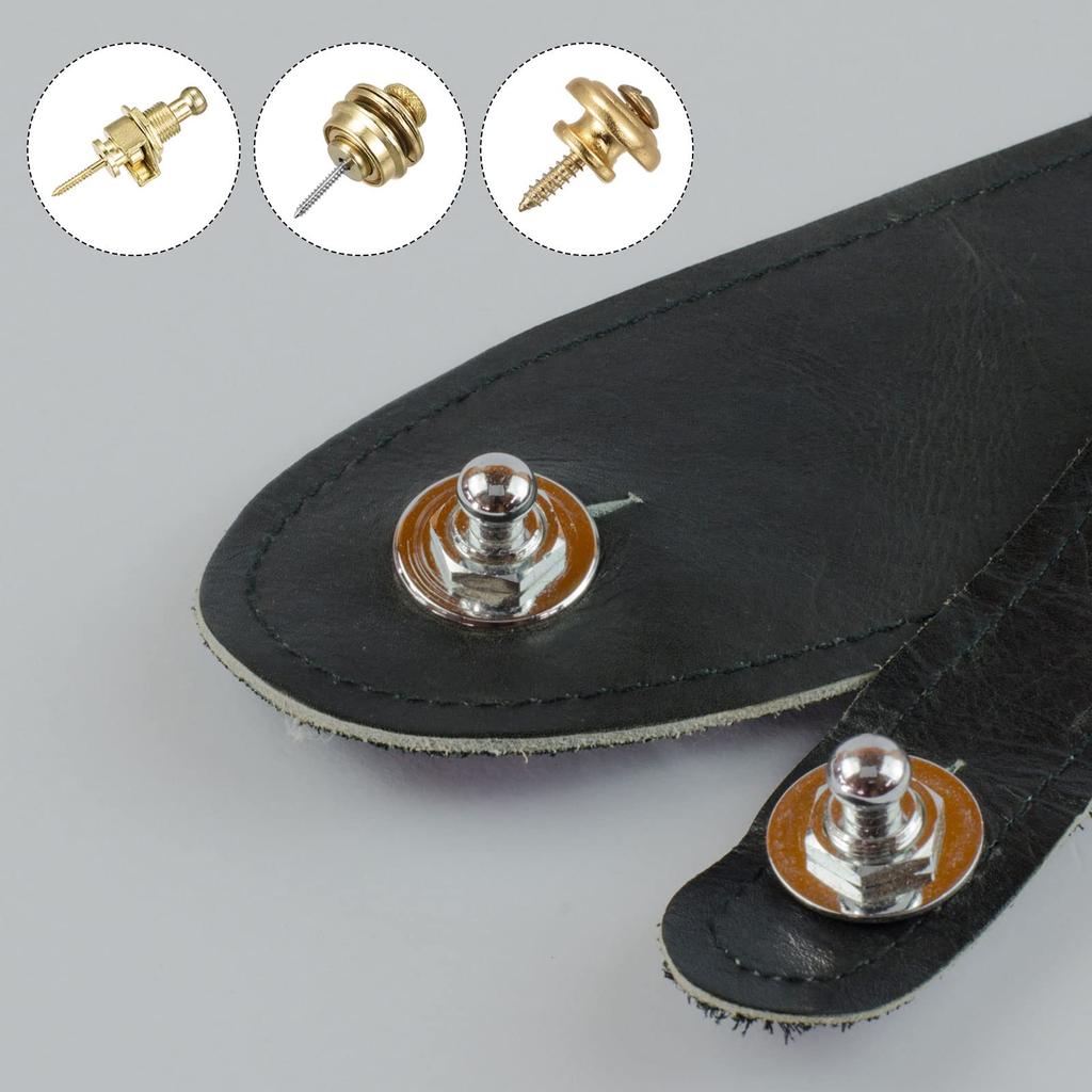 Uxcell Guitar Strap Button Buckle Peg Lock Button Metal End Pin Gold Tone Felt Gasket for Guitar Bass 6 Sets