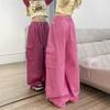 Retro High-Waisted Wide Leg Cargo Pants for Women - Street Dance Hip Hop Trousers, Straight Leg, Floor-Length
