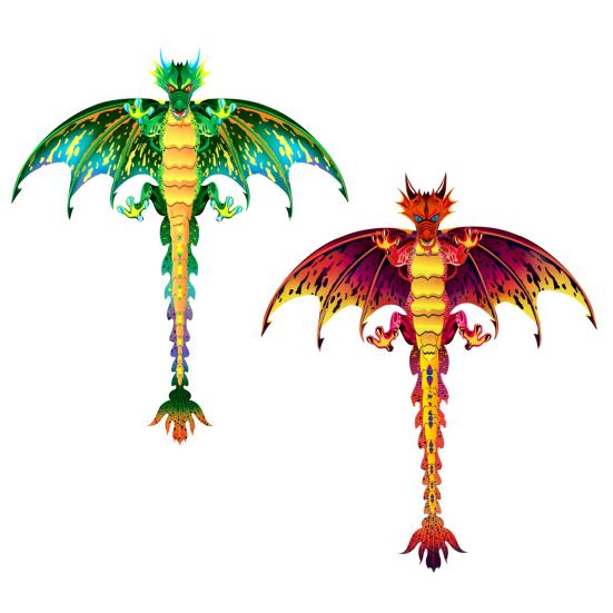 Kite Dragon Fly Multicolor Easy to Fly Laser Engraving Pterosaurs Kite for Kids Children