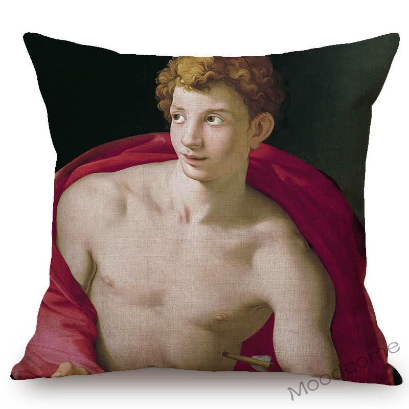 Home Decor Art European Oil Painting Poseidon Venus Sofa Throw Pillow Case Florentine Style Agnolo Bronzino Linen Cushion Cover