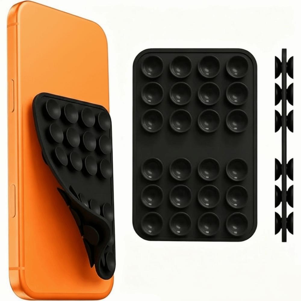 5pcs Square Suction Cup Phone Holder Silicone Anti-Slip Phone Mount Phone Holder Mat Selfies