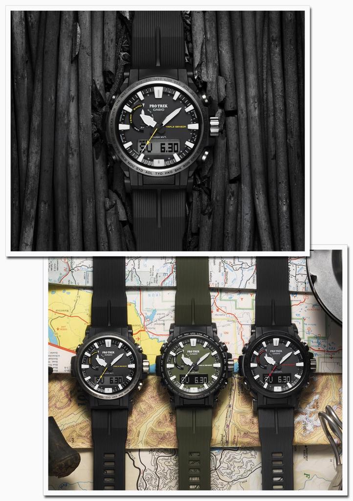 Casio Pro Trek Watch [Official Japanese Product] Climber Line Radio-Controlled Solar Watch with Biomass Plastic Construction, PRW-61-1AJF, Men's,Black