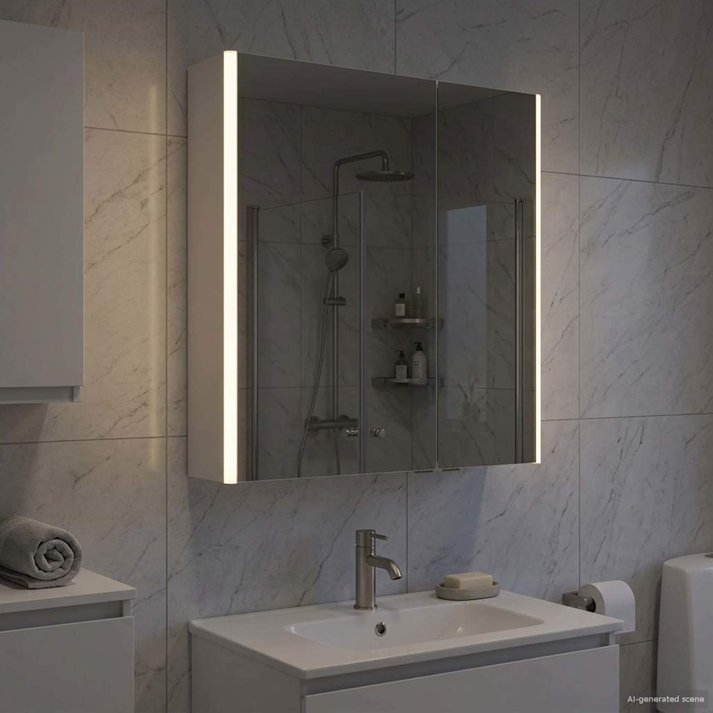 Bathroom Mirror Cabinet White 63.5 x 15.5 x 70 cm Engineered Wood