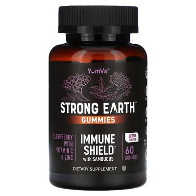 YumVs, Жевательные конфеты Strength Earth, Иммунный щит с бузиной, Ягодные, 60 жевательных конфет