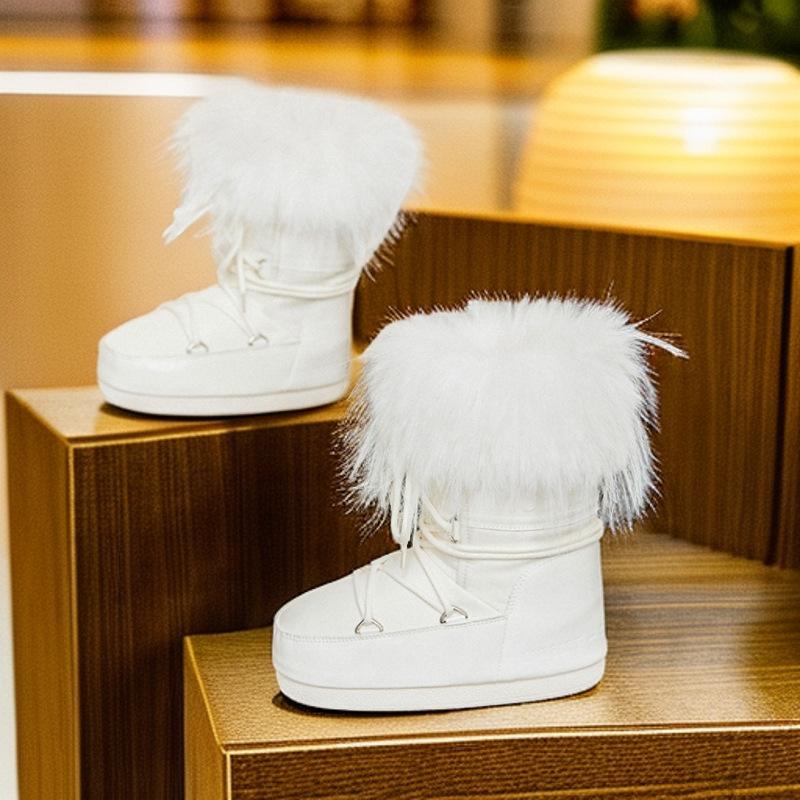 Moon MOOON зимние ботинки-луноходы на толстой подошве с внутренней высотой, женские 2025, зимние утепленные теплые водонепроницаемые хлопковые ботинки, нескользящие, с мехом на голенище