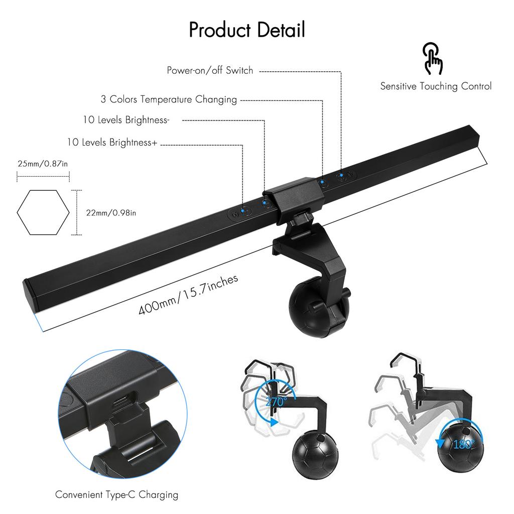 D C5V 84 светодиода Экран монитора Светочувствительное сенсорное управление/10 уровней затемнения
