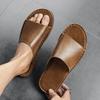 Мужские тапочки, повседневные простые кожаные сандалии, летние высококачественные удобные нескользящие сандалии-мюли для мужчин
