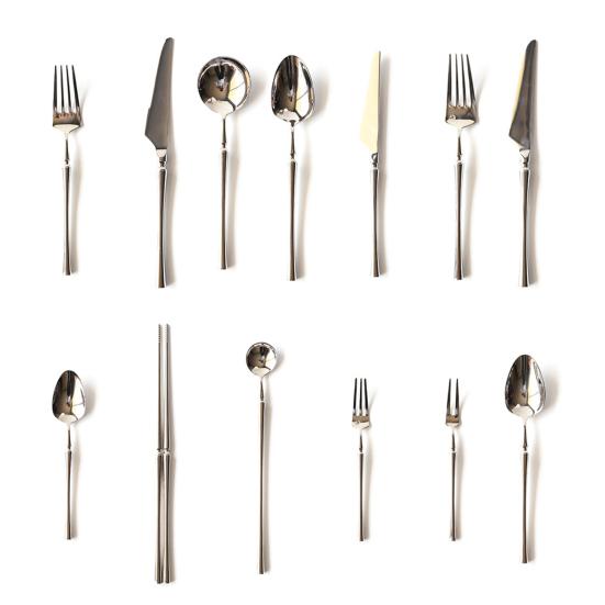 Stainless Steel Cutlery with Steak Cutter Mirror Polished Flatware Utensils Metal Spoons