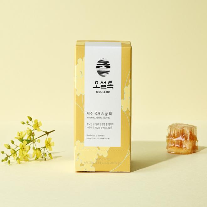 Традиционный корейский чай, смесь цветов канолы Осуллок Чеджу и чайной смеси с медом (Чайный пакетик) 20 штук