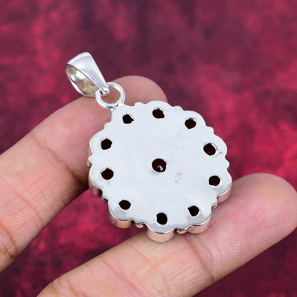 Подвеска из цельного серебра 925 пробы с гранатом, подвеска из драгоценного камня ручной работы, подарок жене, абсолютно новый кулон