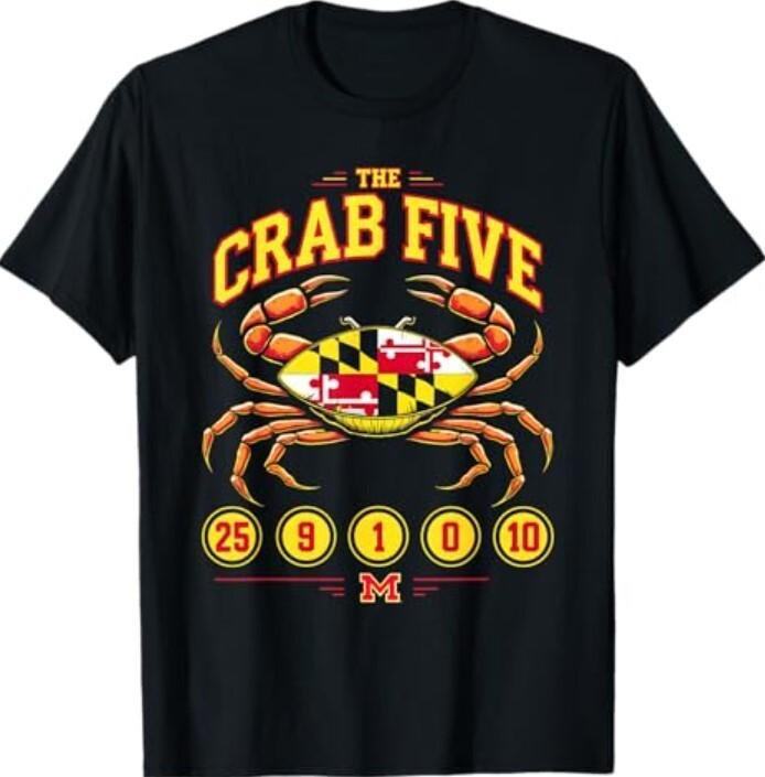 The Crab Five Crab Flag Maryland T-Shirt