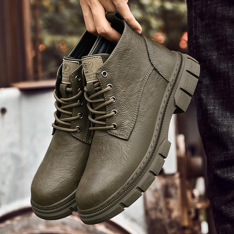 High Top Mens Oxford Shoes Genuine Leather Men Basic Boots High Quality Leisure Boots High Quality Male Soft Ankle Walking Shoes