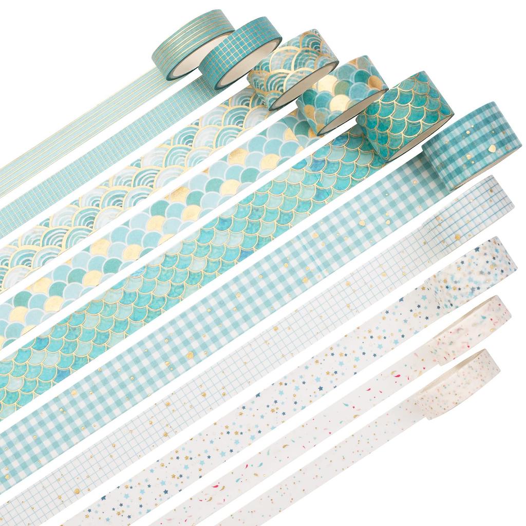 YUBX Masking Set of Creative Washi Tape with Gold Foil Stamping for DIY Gift and Gift Decoration Tape, 10, Crafts, Journals, Planners, Scrapbooks,