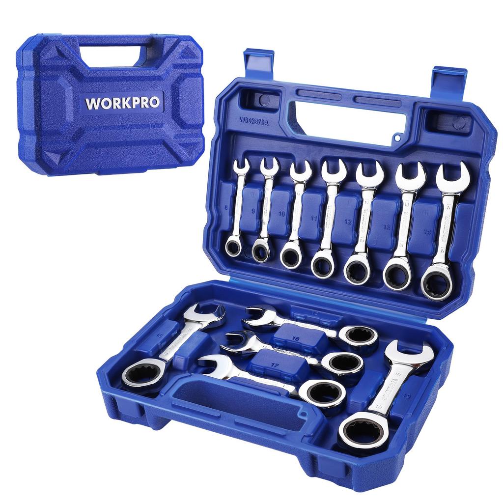 WORKPRO Combination Wrench Stubby Wrench Ratchet Wrench Ratchet Spanner 72 for Automotive and Includes Dedicated Storage Case Set, Set, Set, Set,