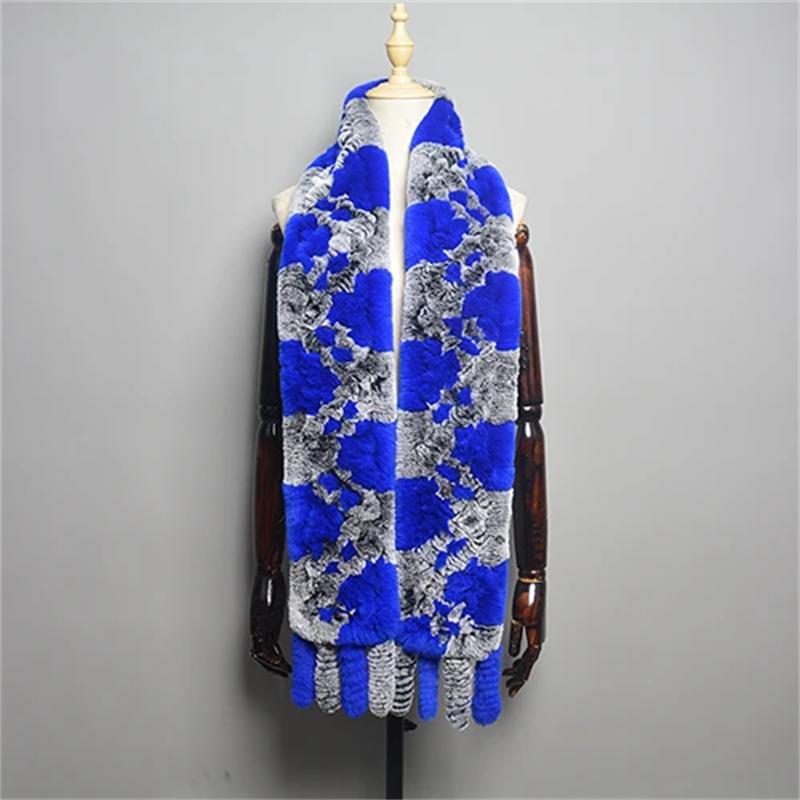 Новый женский шарф из шерсти кролика рекс, длинный шарф из натурального меха, зимний теплый уличный модный шарф из натурального меха