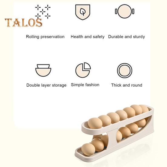 Самокатящийся держатель для яиц, двухслойный, с нескользящим дном, пищевой кухонный шкаф, кладовая, холодильник, органайзер для хранения яиц