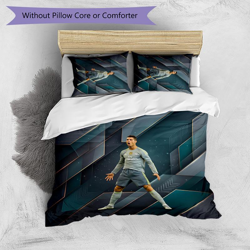 Cristiano Ronaldo Printed Bedding 3 Piece Set Cozy Breathable Bed Cover Set as Housewarming Holiday Gift