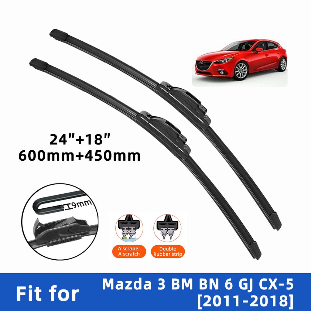 2PCS 4PCS Wiper Blades for Mazda 3 BM BN 6 GJ CX-5 2011-2018 Front Double Rubber Strip Wiper Blade Windshield Brushes Windscreen Window Accessories
