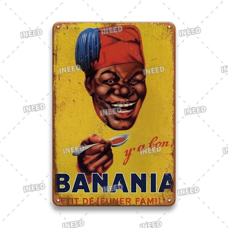 France BANANIA Metal Sign Wall Poser Funny Tin Painting Plaque Retro Vintage Decorative Iron Painting PUB Room Hotel Decor