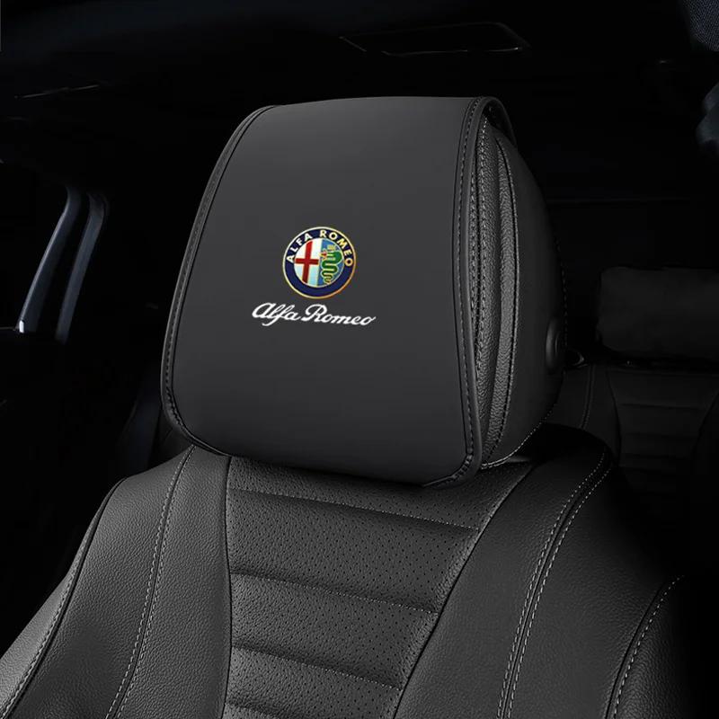 Hub Caps Leather Car Pillowcase Car Supplies Headrest Cover For Alfa Romeo 4C 159 Spider Giulia Giulietta 156 Anti Fouling Decor XGHIJ1