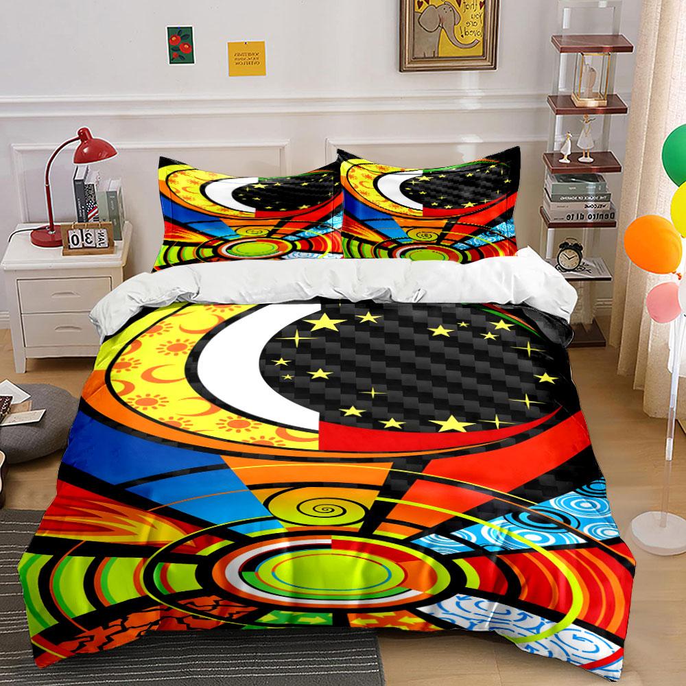 Crescent moon, stars, spirals. Bedding sets Duvet cover sets Duvet covers Pillowcases(1 * Duvet Cover 2 * Pillowcases without duvet insert)