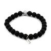 Stones and Minerals. Matte Black Onyx + Howlite Beads Bracelet 8 Mm. Made In France.