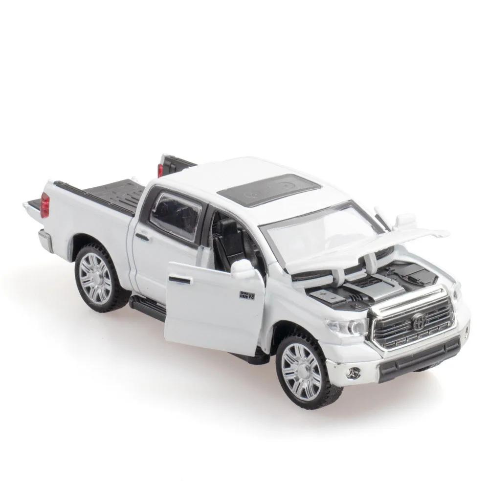1:32 Tundra Miniature Toy Model Cars Alloy Diecast Pickup Truck 4 Doors Opened Sound Light Pull Back Off-road Vehicle Kids Gifts
