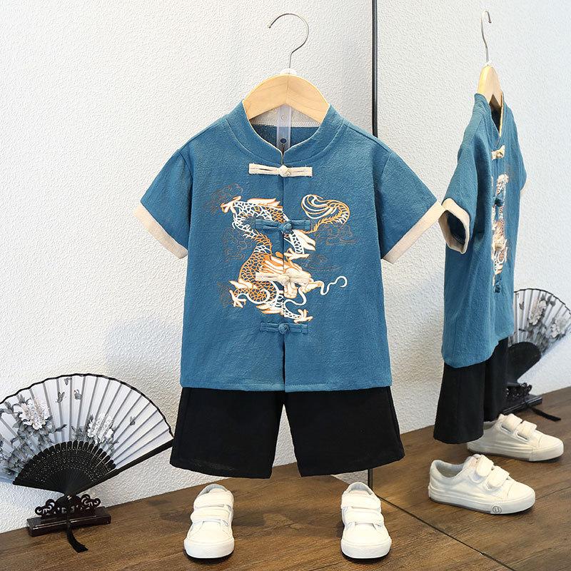 Детский весенний Ханбок, костюм из двух предметов, для мальчиков и девочек, китайский стиль, одежда для выступлений в древнем стиле, костюм Тан, дышащий, набор одежды для выступлений