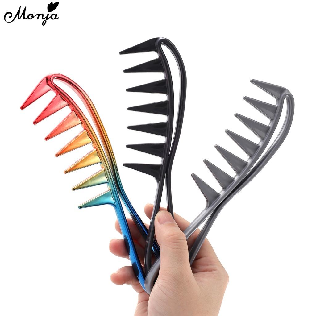 monja Расческа с широкими зубьями, расческа для вьющихся волос, парикмахерская, цветной гель, гладкая расческа, щетка, массажная щетка, инструмент для укладки, домашний DIY, женская и мужская мода