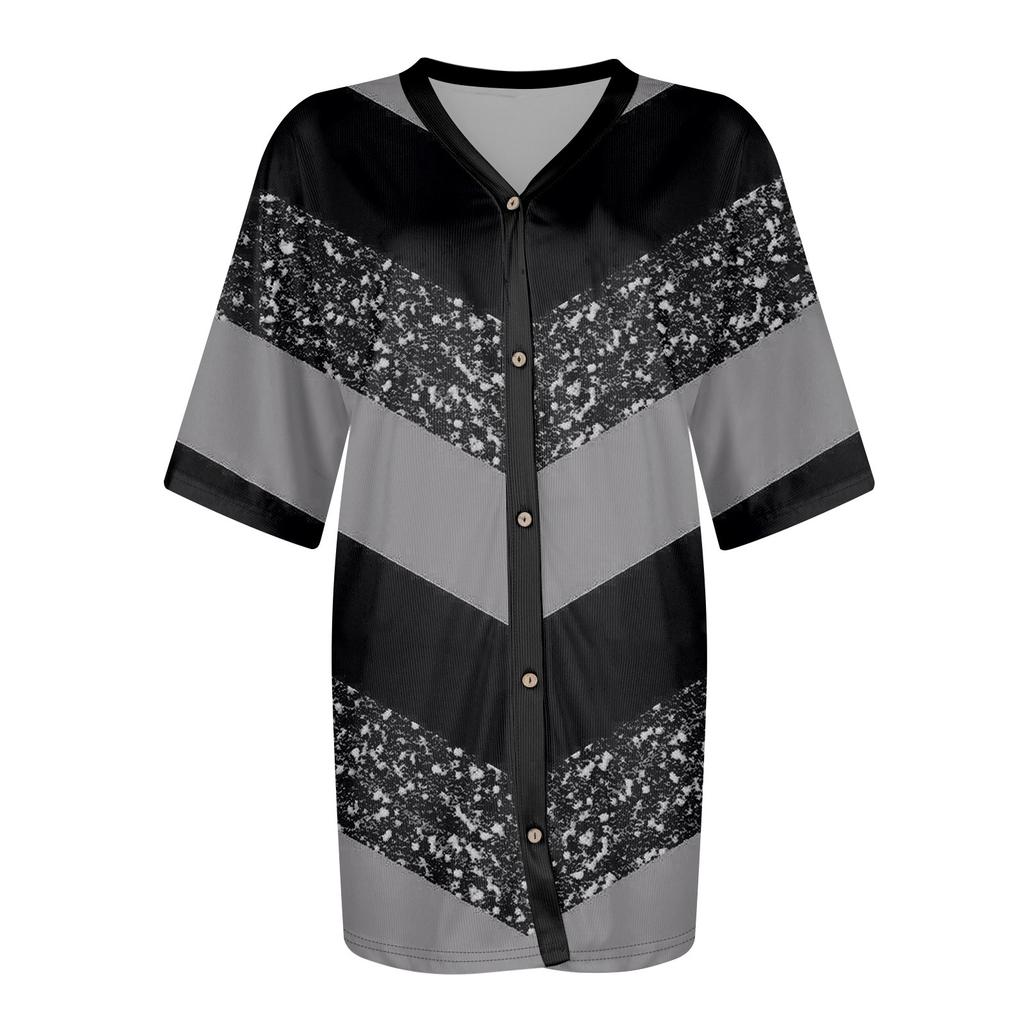 Женская футболка Футболка с принтом Женские рубашки V-образный вырез с короткими рукавами Туника на пуговицах Топы Блузка