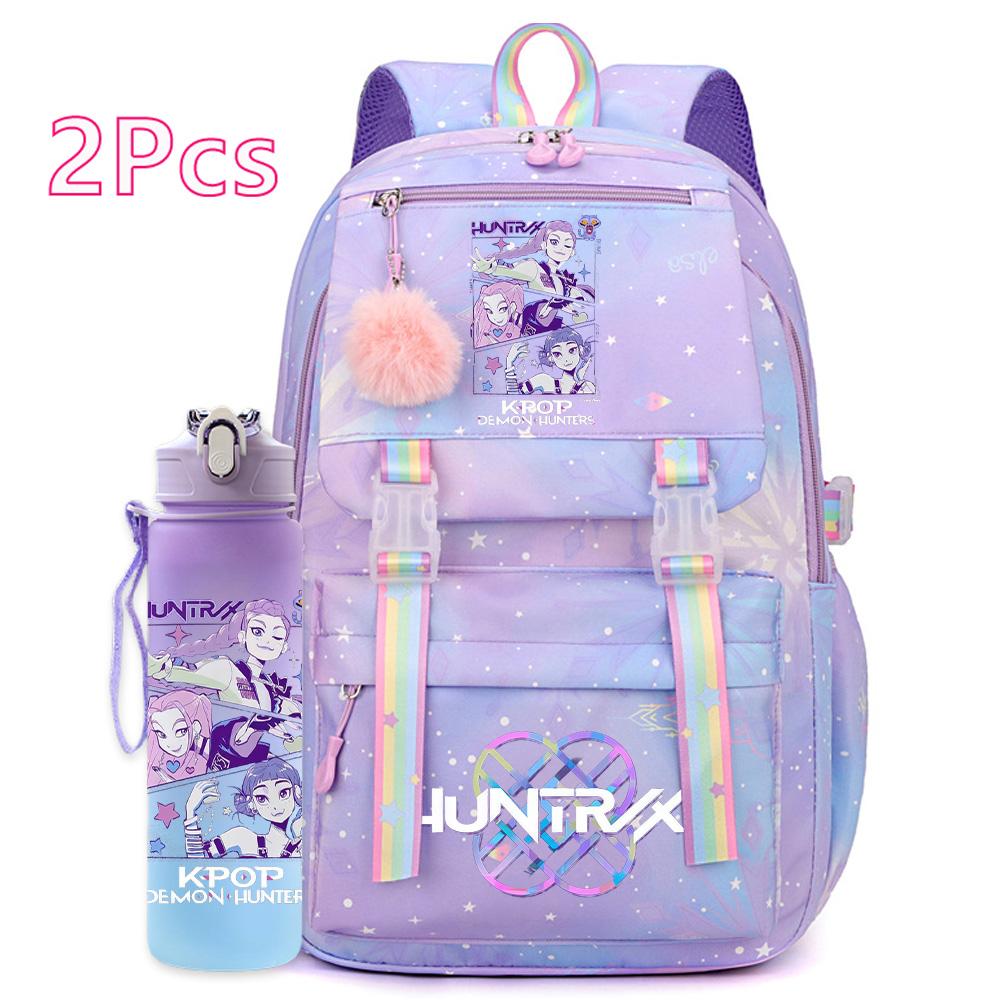 2 шт./набор Милый аниме K-pop рюкзак с принтом 750 мл бутылка для воды большой вместимости дорожная сумка для девочки-подростка мальчика школьный портфель детский подарок рюкзак