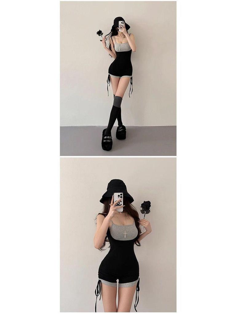 Европейский и американский сексуальный комбинезон-майка из двух частей High Street - Женские спортивные повседневные шорты для йоги