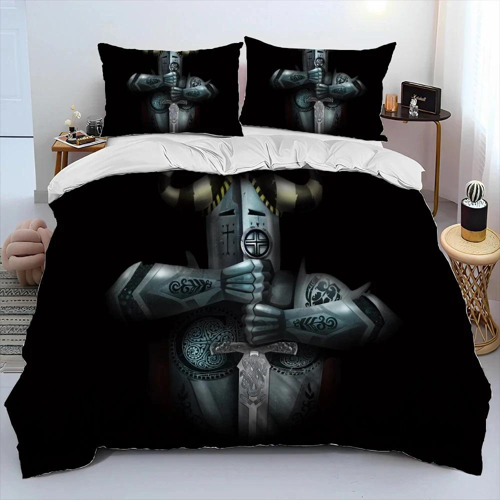 Cavalier Knight Templar Crusaders Comforter Bedding Set,Duvet Cover Bed Set Quilt Cover Pillowcase,king Queen Size Bedding Set