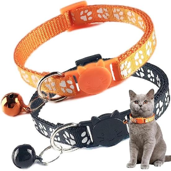 Pink Breakaway Cat Collar with Bells, 2 Pack Break Away Kitten Collar with Bells, Female Cat Collar for Girl Cats Kitty