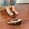 Xiaoxiangfeng round head flat bottom Mary Jane women's new retro soft bottom soft leather word with inner height increase shallow mouth single shoes