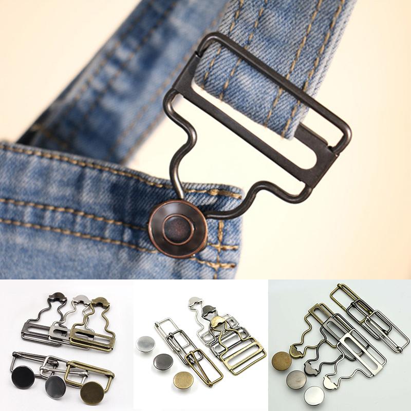 2Pcs/Set Suspenders Buckle Fastener Rivets Brace Clips Metal Button Overalls Jeans Pants for DIY Handmake Sewing Hardware Access