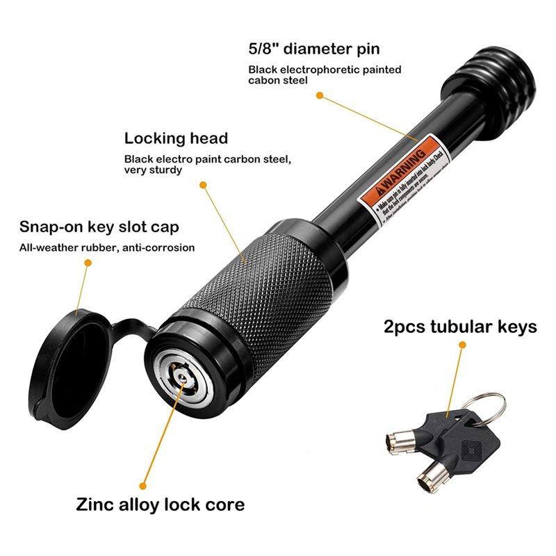A51K-Hitch Receiver Pin Lock For Trailers- Includes 5/8" Pin& Fits For Class III IV 2" And 2-1/2" Receivers
