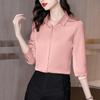 Топ большого размера из тяжелого тутового шелка с длинным рукавом - Женская рубашка в корейском стиле для весны и осени