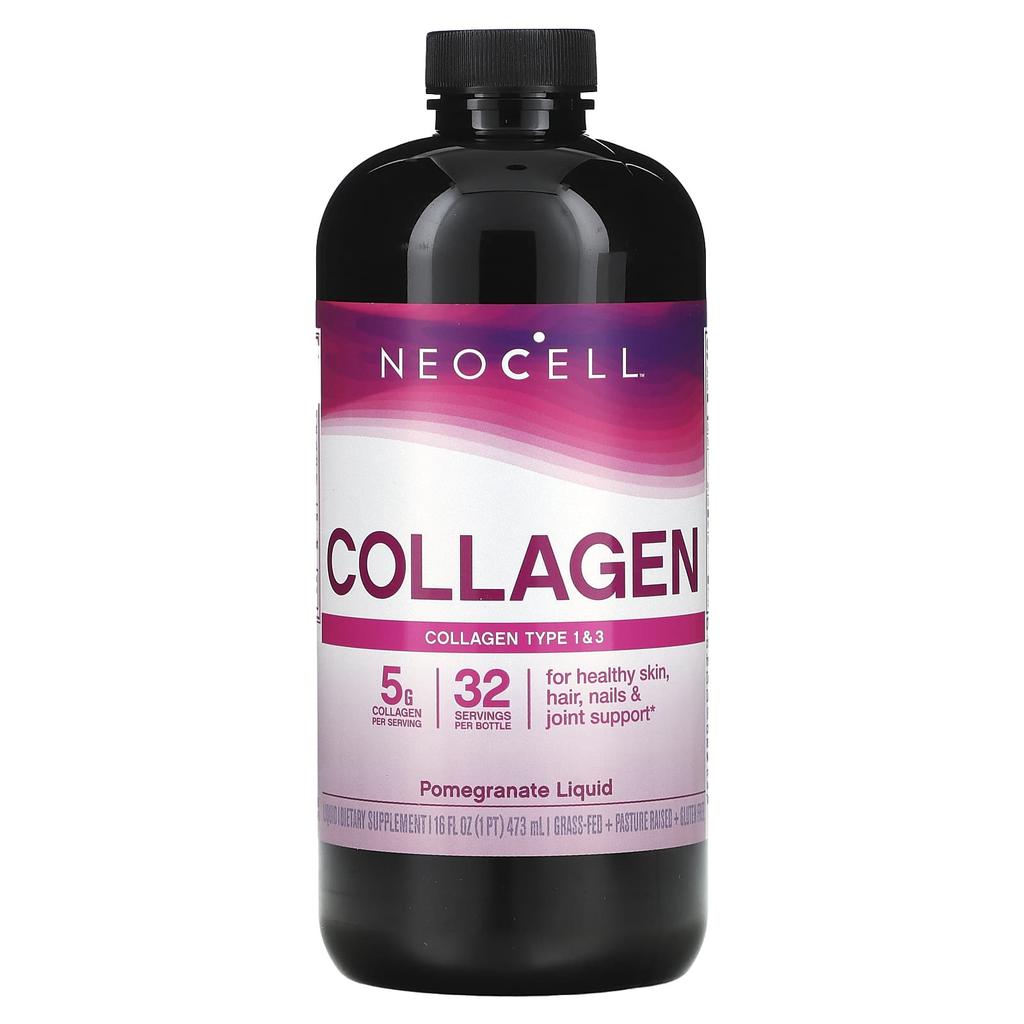 NeoCell Collagen Type 1 and Type 3 Liquid, Pomegranate, 16 Fl Oz (473 Ml)