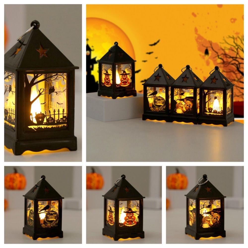 Witch Candlestick Wind Lamp Crow Halloween Wind Lantern Vintage Festival Atmosphere Decoration