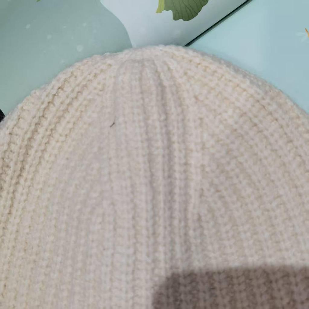 Unisex Ribbed Wool Knit Beanie with Crocodile Embroidery - Solid Color Winter Hat