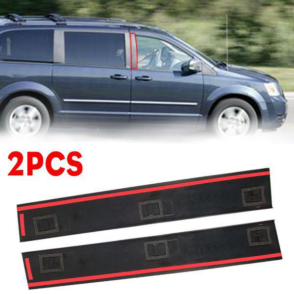 Black ABS Door Pillar Glass Trim for 08-20 Dodge Caravan (Pair)