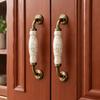 Antique Crack Ceramic Cabinet Knobs Antique Bronze Furniture Handles Drawer Pulls  Cabinet Doors