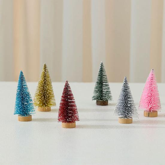 4 шт., мини-рождественская елка, реалистичная деревянная основа, миниатюрная сосна для вечеринки, праздничные украшения для рабочего стола