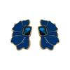 New French Retro Rhinestone Blue Oil Flower Drop Stud Earrings Fashion Cute Alloy Stud Earrings For Women Jewelry Gifts
