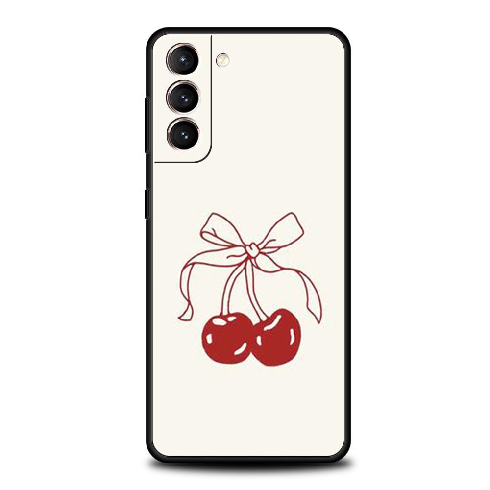 Милый чехол для телефона с вишневым бантом для Samsung Galaxy S24 S23 S22 S20 Ultra S21 FE 5G S10 S9 Plus S10E S8 Мягкий силиконовый чехол