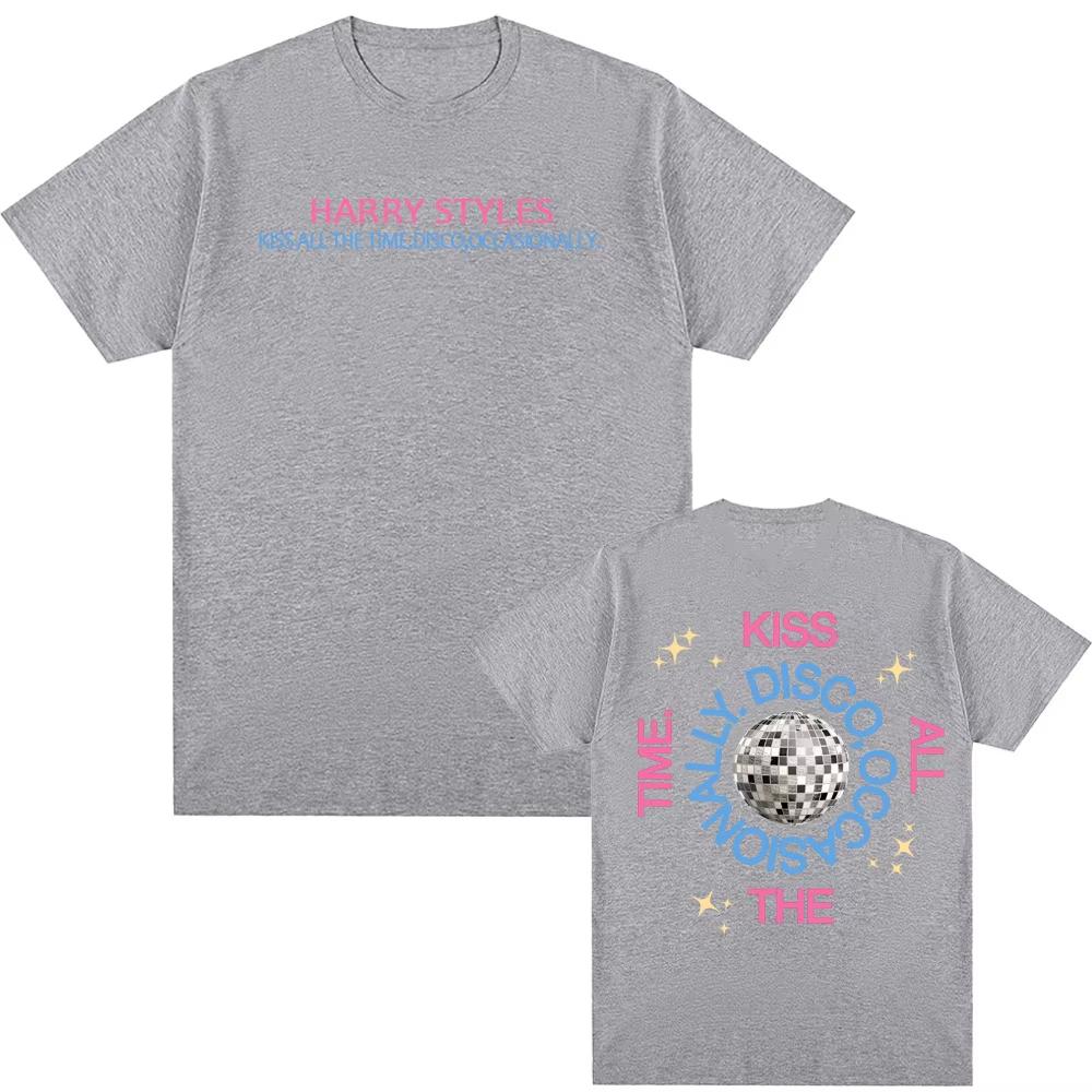 HarryStyle New Album Print Men Women Tshirts Album Kiss All The Time High Quality Summer Harajuku Cotton Casual Round Neck Tees