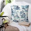 Blue Willow Chinoiserie Square Pillowcase Pillow Cover Polyester Cushion Zip Decorative Comfort Throw Pillow for Home Car